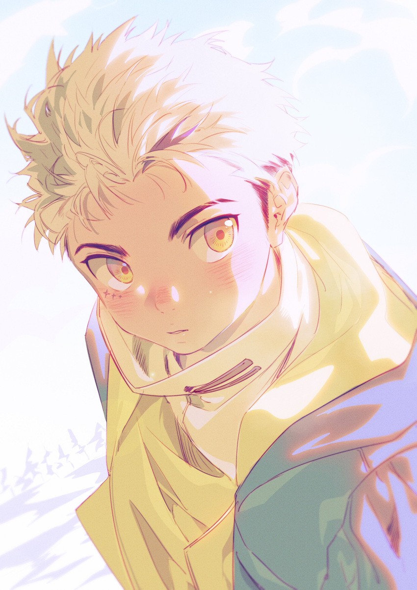 1boy, absurdres, blonde_hair, blush, child, closed_mouth, highres, jacket
