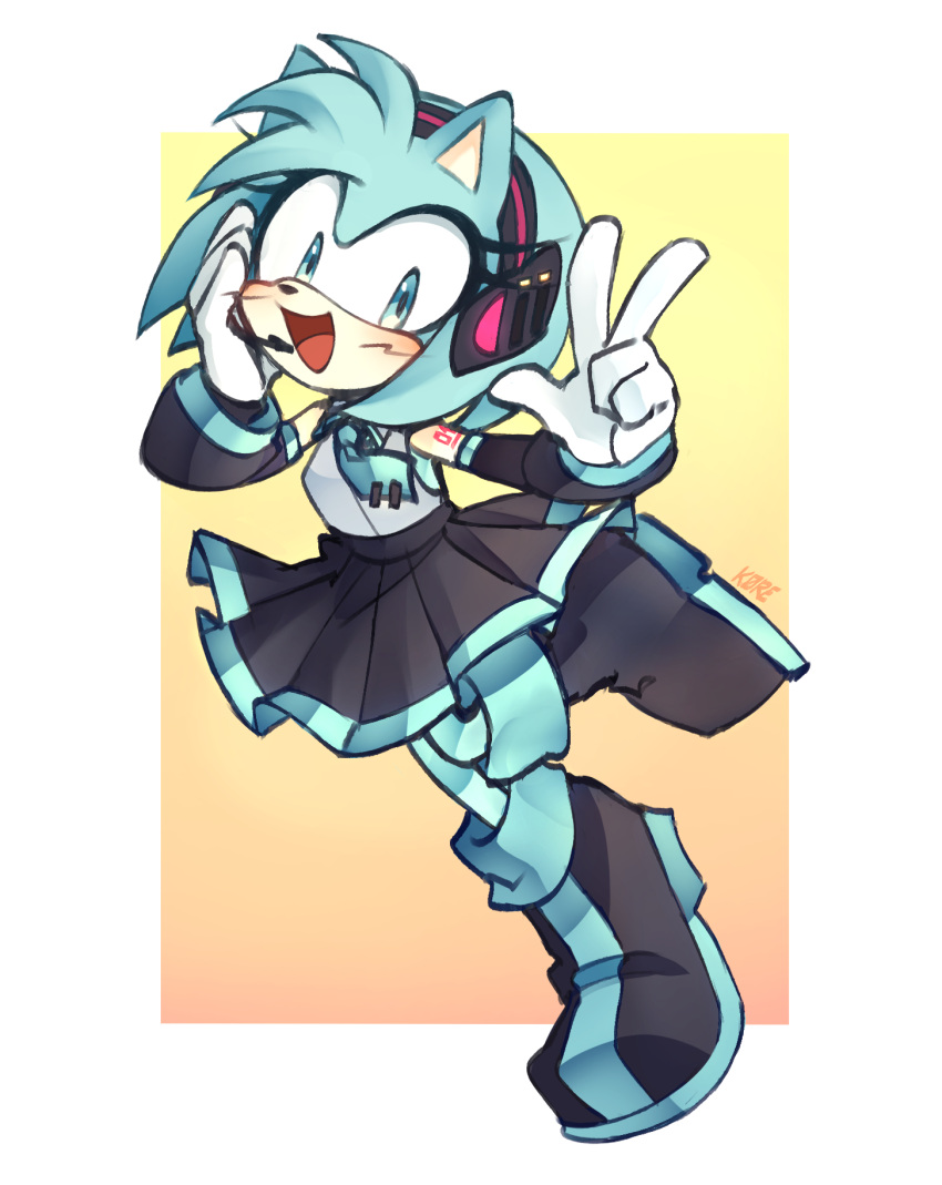 1girl, amy_rose, animal_ears, bangs, blue_eyes, boots, cosplay, english_commentary