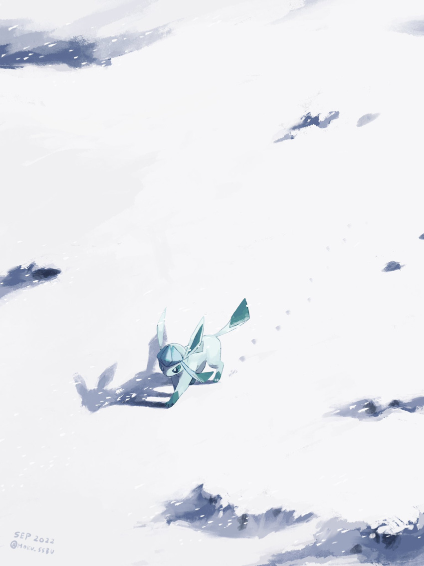 commentary_request, day, footprints, from_above, glaceon, highres, mokuzou_(moku_ssbu), no_humans