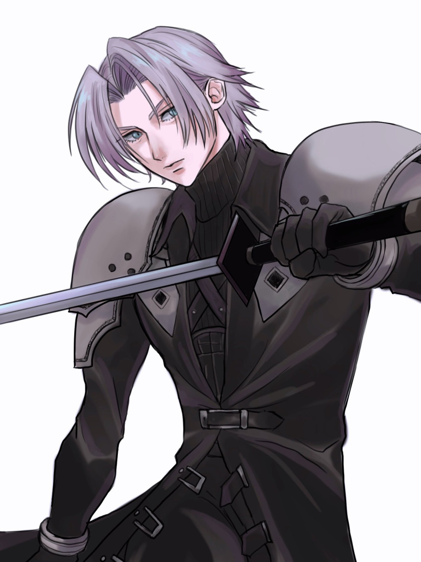 1boy, aged_down, aqua_eyes, armor, bangs, black_gloves, black_jacket, black_pants