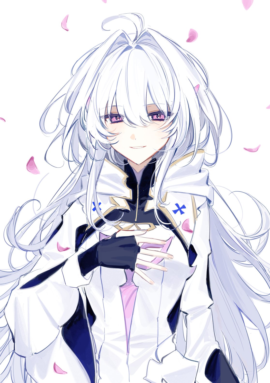 1girl, ahoge, bangs, black_gloves, commentary_request, fate/grand_order, fate/prototype, fate_(series)