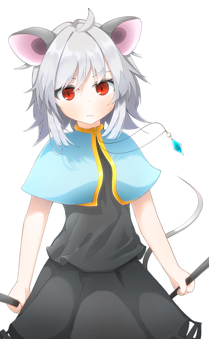 1girl, absurdres, animal_ears, bangs, closed_mouth, commentary_request, cowboy_shot, dowsing_rod