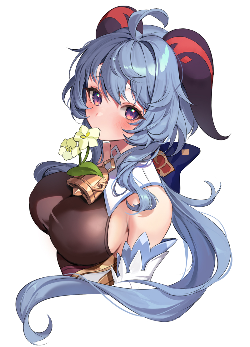 1girl, bangs, bare_shoulders, bell, blue_hair, blush, bodysuit, bow