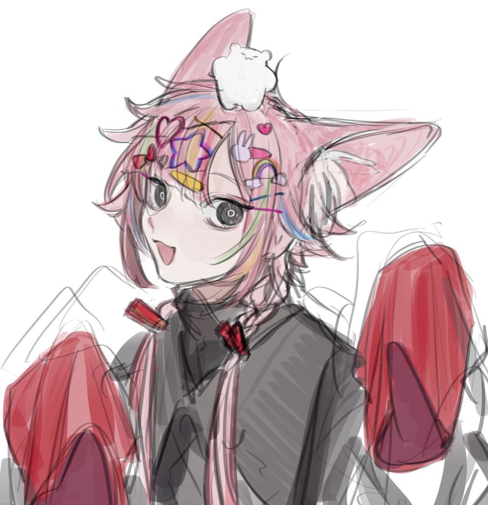1boy, animal_ear_fluff, animal_ears, blue_hair, bow, braid, bunny_hair_ornament, check_copyright