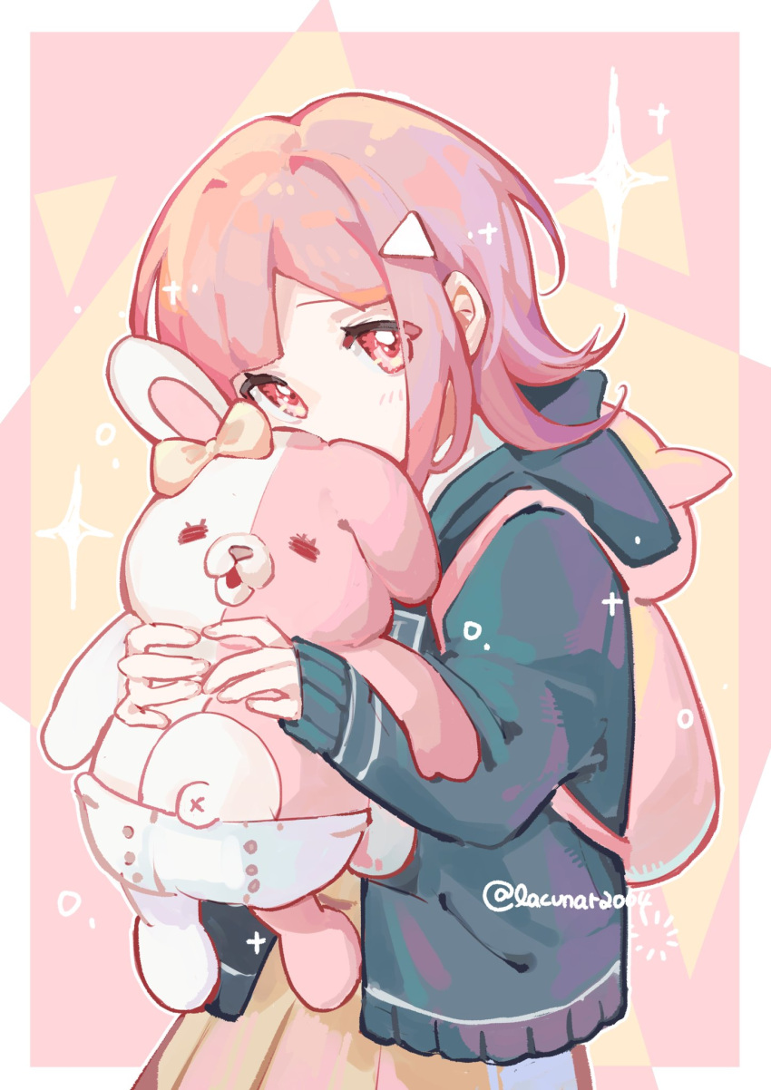 1girl, :o, artist_name, backpack, bag, bangs, blush, brown_hair