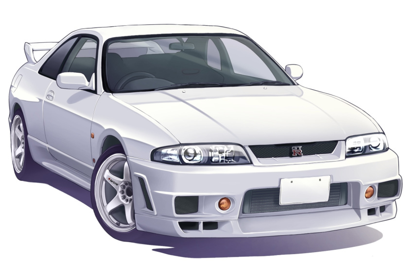 car, commentary_request, ground_vehicle, headlight, highres, license_plate, motor_vehicle, nissan