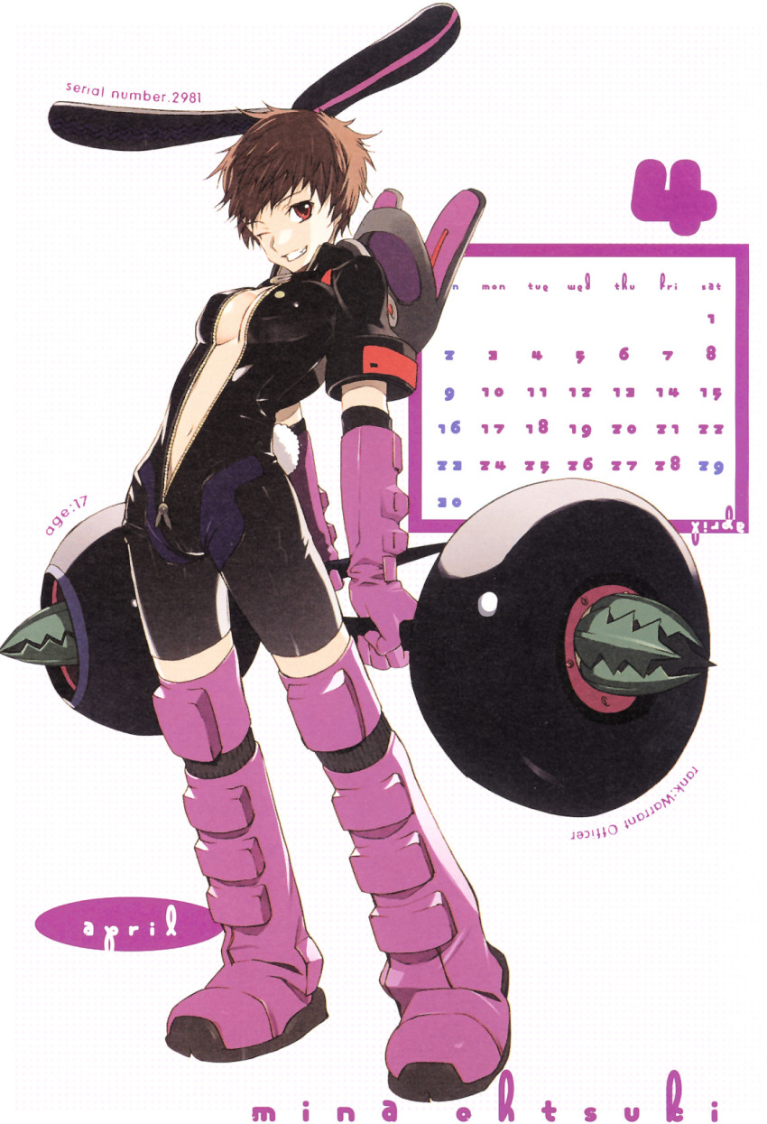 animal_ears, rabbit_ears, calendar, getsumen_to_heiki_mina, okama, tsukuda_mina