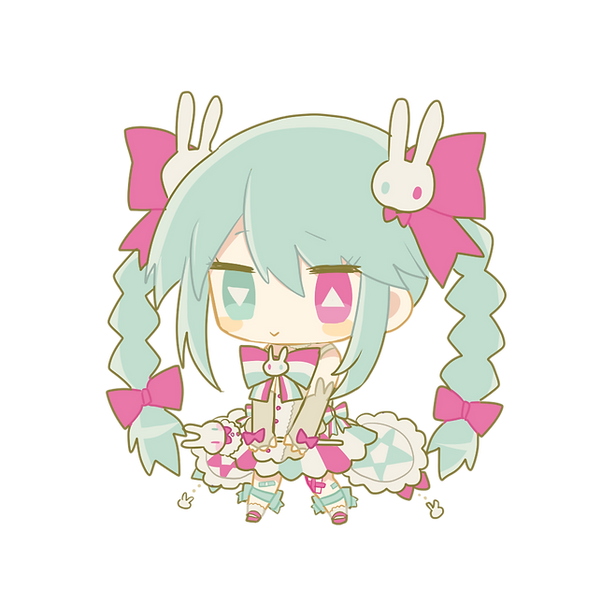 1girl, bow, braid, bright_pupils, bunny_hair_ornament, chibi, elbow_gloves, fingerless_gloves
