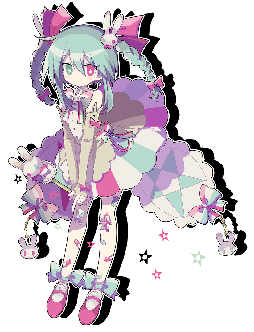 1girl, bandaid, bandaid_on_leg, bangs, bow, braid, bright_pupils, bunny_hair_ornament