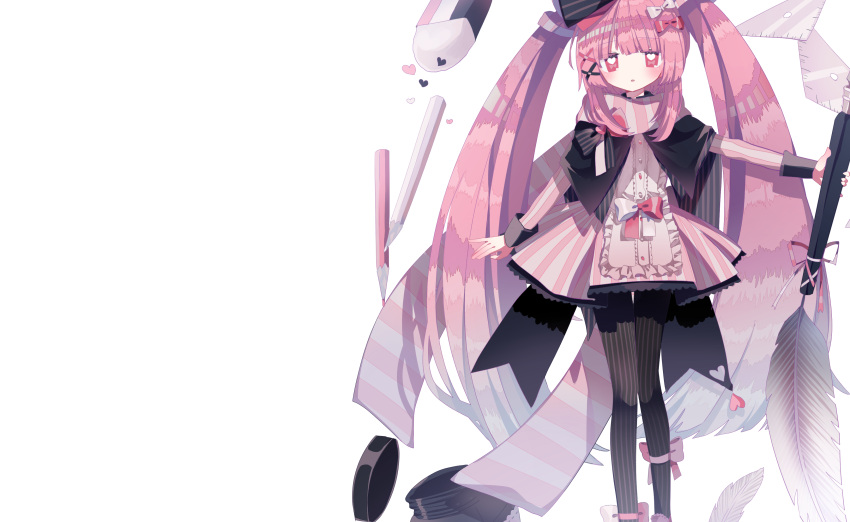 1girl, absurdres, bangs, black_cape, black_pantyhose, bow, bright_pupils, cape