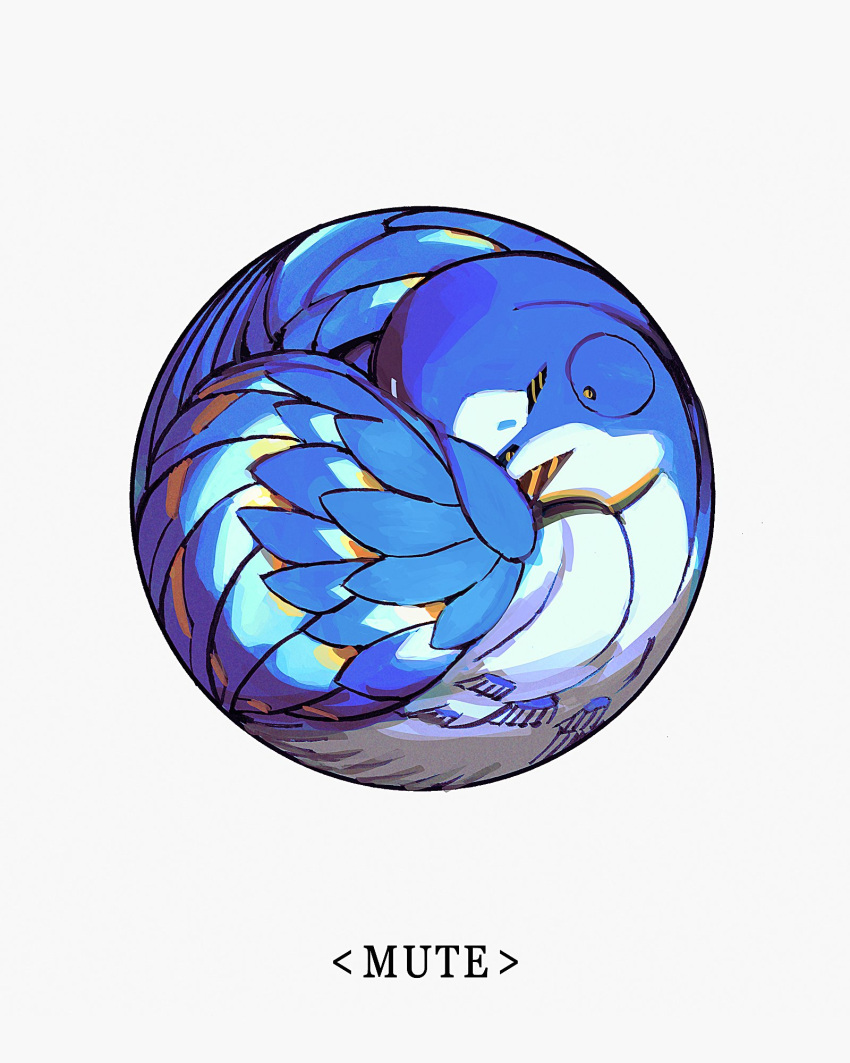 ball, black_eyes, from_side, grey_background, highres, jnt, mechanical_bird, mechanization