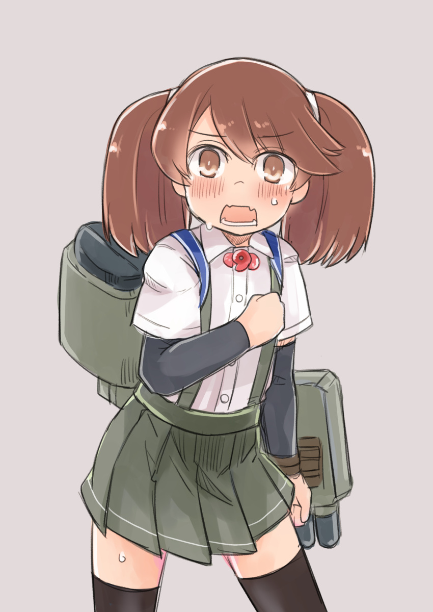 1girl, arm_warmers, asashio_(kancolle), asashio_(kancolle)_(cosplay), black_thighhighs, brown_eyes, brown_hair, collared_shirt