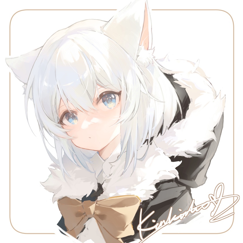 1girl, absurdres, animal_ear_fluff, animal_ears, bandaid, bandaid_on_face, black_coat, blue_eyes