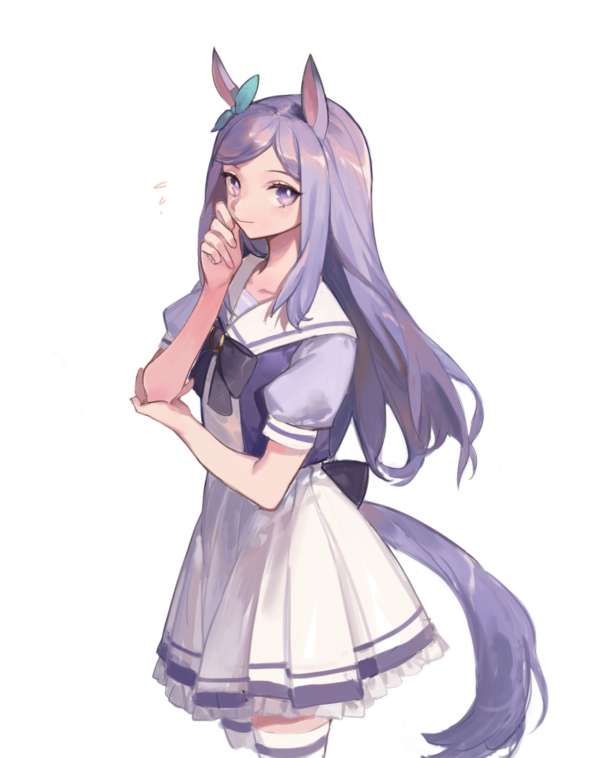 1girl, absurdres, animal_ears, blush, bow, bowtie, closed_mouth, cowboy_shot
