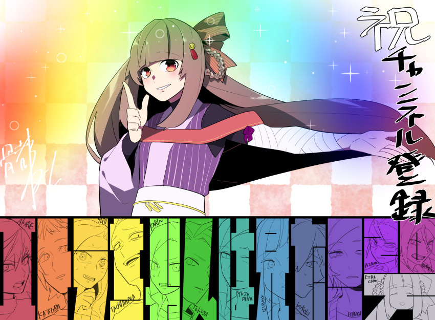 6+boys, 6+girls, akamatsu_(etra-chan_wa_mita!), akane_(etra-chan_wa_mita!), azami_(etra-chan_wa_mita!), bandaged_arm, bandages, bangs