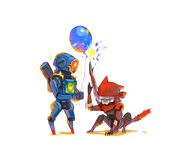 2boys, animal_ears, apex_legends, balloon, bandana, cat_boy, cat_ears, cat_tail