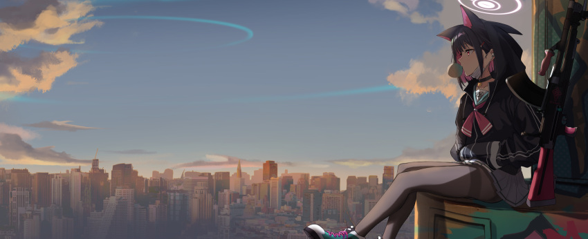 1girl, animal_ears, bangs, black_choker, black_hair, black_jacket, blue_archive, blush