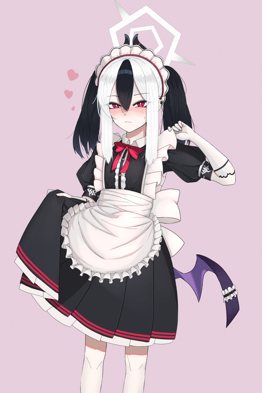 1girl, absurdres, alternate_costume, alternate_hairstyle, apron, black_hair, black_shirt, black_skirt