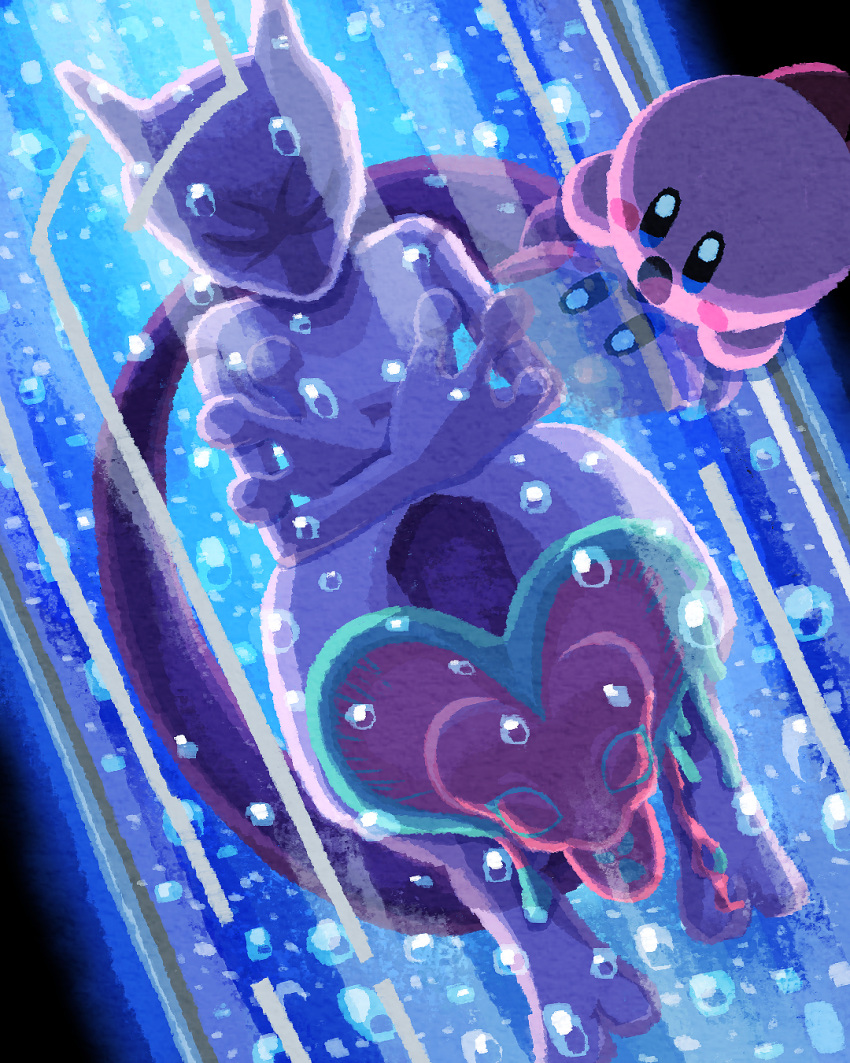 air_bubble, blush_stickers, bubble, closed_eyes, colored_skin, fecto_forgo, highres, kirby