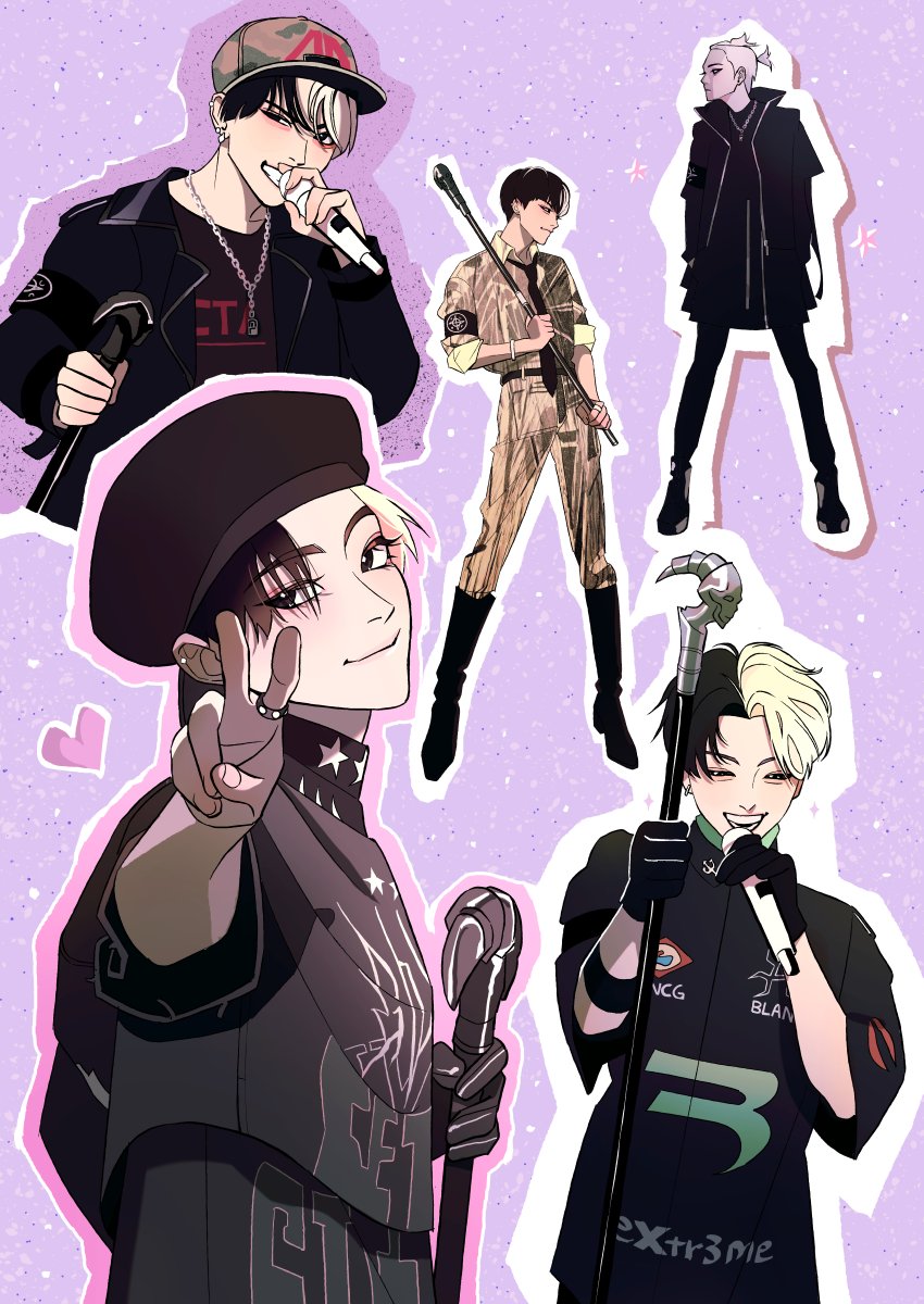 1boy, ateez, baseball_cap, beret, black_eyes, black_hair, black_jacket, blonde_hair