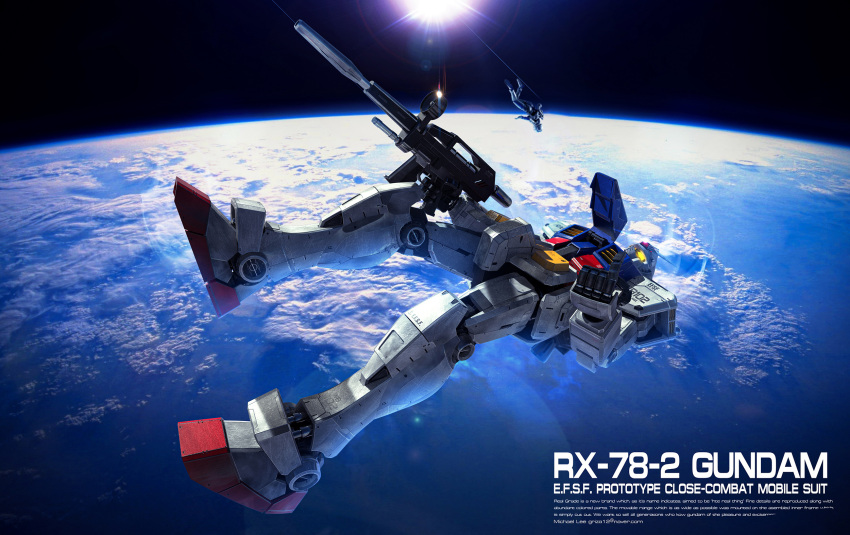 1boy, 3d, amuro_ray, astronaut, beam_rifle, boots, character_name, earth_(planet)