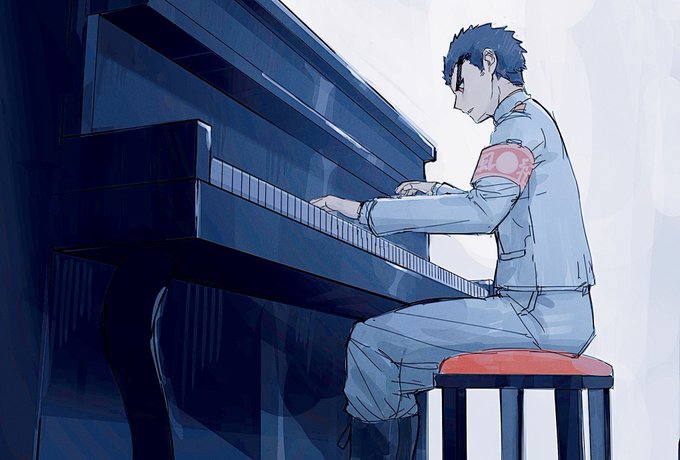 1boy, armband, black_footwear, black_hair, danganronpa:_trigger_happy_havoc, danganronpa_(series), from_below, from_side