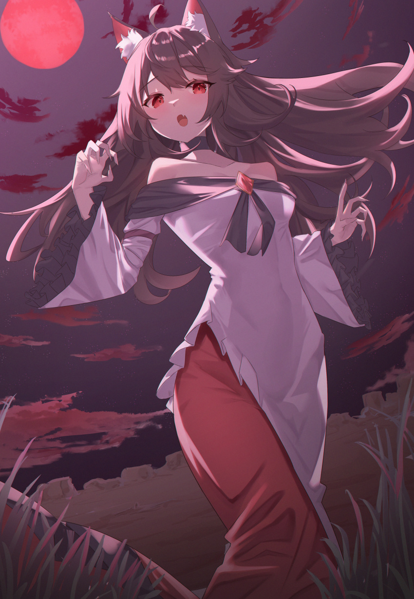 1girl, absurdres, animal_ears, arms_up, bangs, bare_shoulders, black_choker, blush
