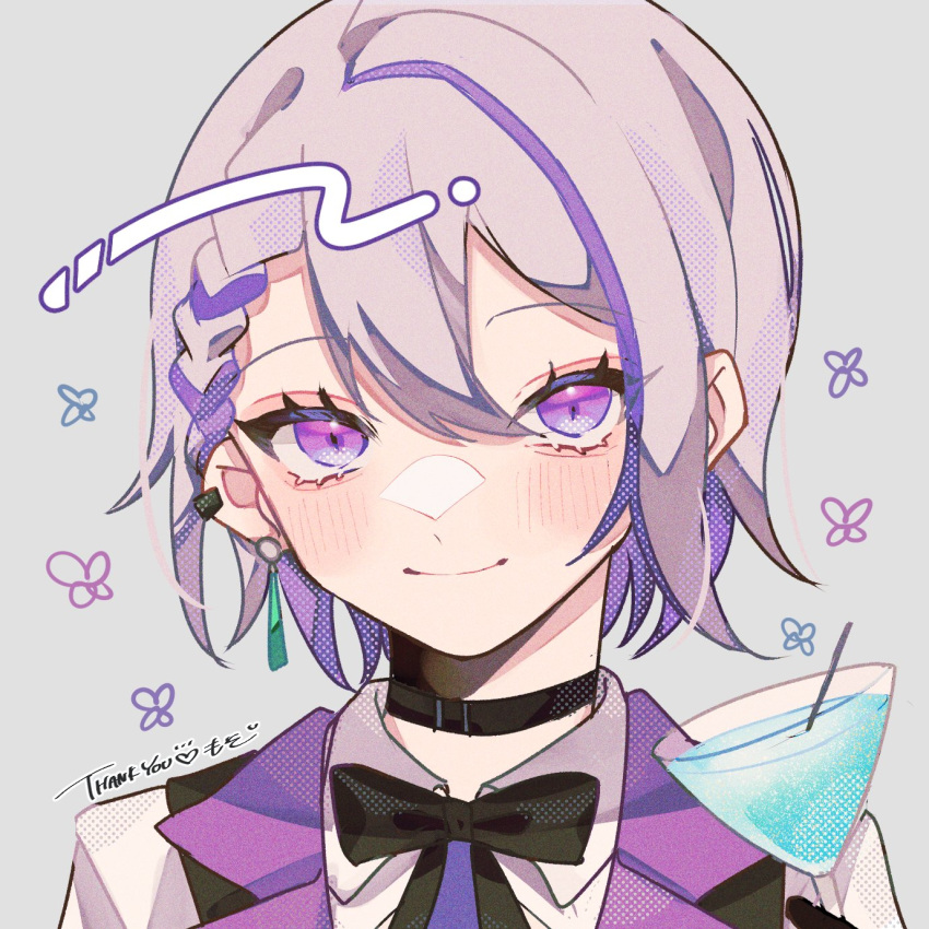 1girl, aiueonigiri, androgynous, blush, bow, bowtie, braid, choker