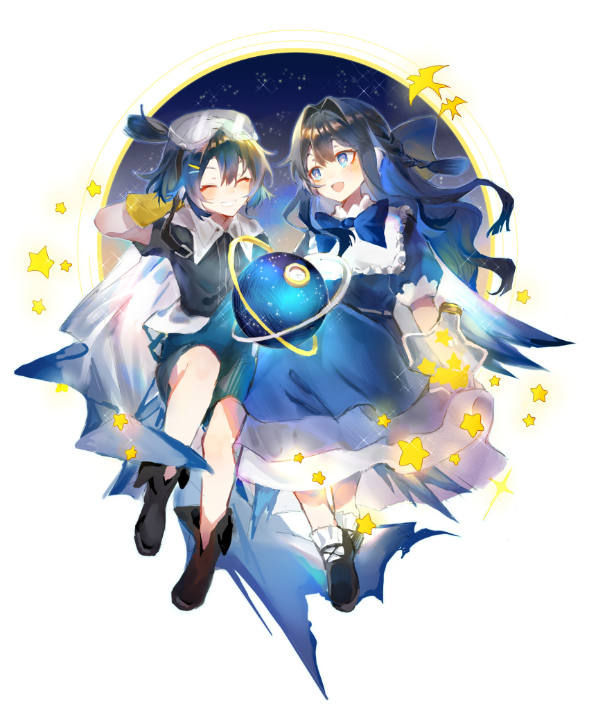 +_+, 2girls, :d, absurdres, aged_down, arknights, astesia_(arknights), astgenne_(arknights)