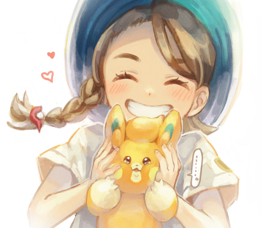 ..., 1girl, blush, braid, brown_hair, closed_eyes, commentary_request, eyelashes