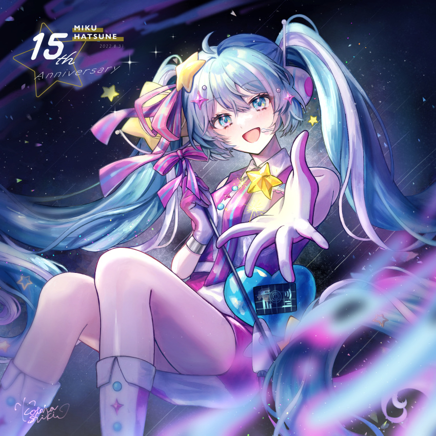 1girl, 2022, :d, absurdly_long_hair, absurdres, ahoge, bangs, blue_eyes