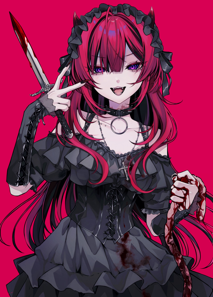 1girl, 402_(o0_xxx), 4others, absurdres, black_theme, blood, crazy, demon