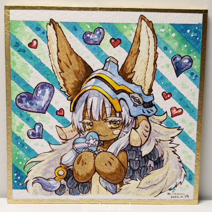 1other, :3, animal_ears, aqua_background, blackcat_(blackcatbox), blue_heart, box, brown_eyes