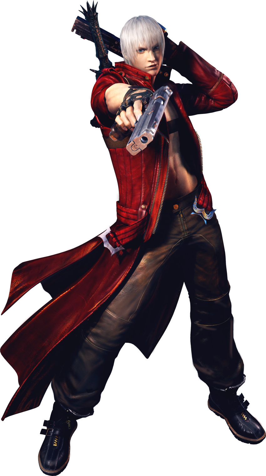 abs, aiming, aiming_at_viewer, capcom, cg, coat, dante_(devil_may_cry), devil_may_cry