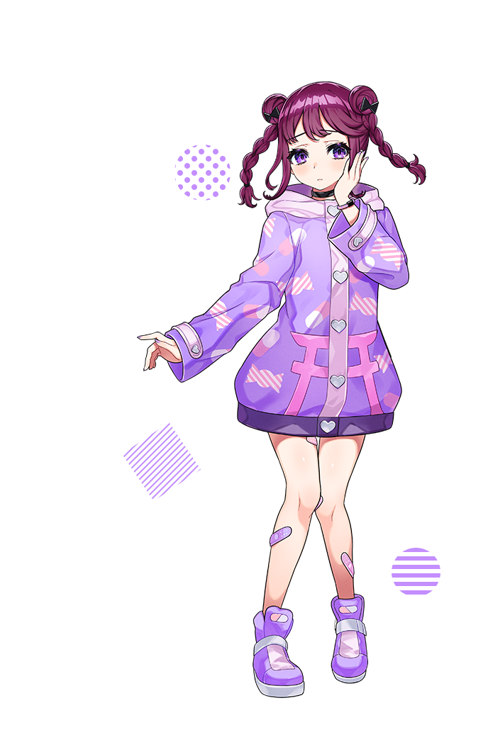 1girl, bandaid, bow, bracelet, braid, cellphone, choker, denonbu