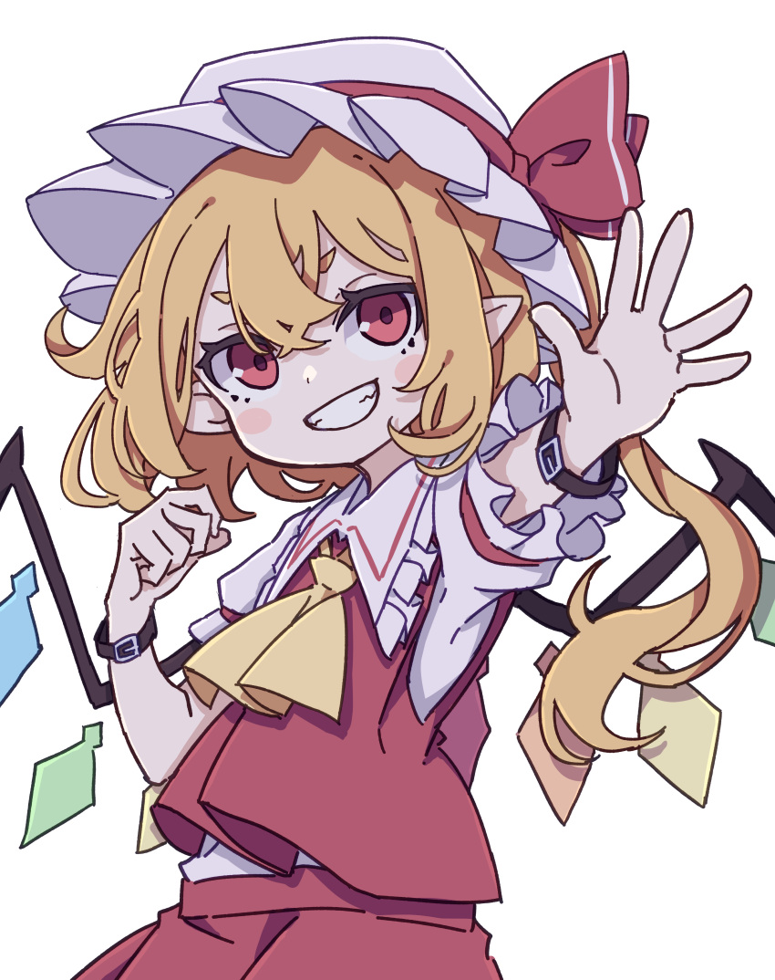 1girl, absurdres, ascot, blonde_hair, collared_shirt, commentary_request, crystal, duplicate