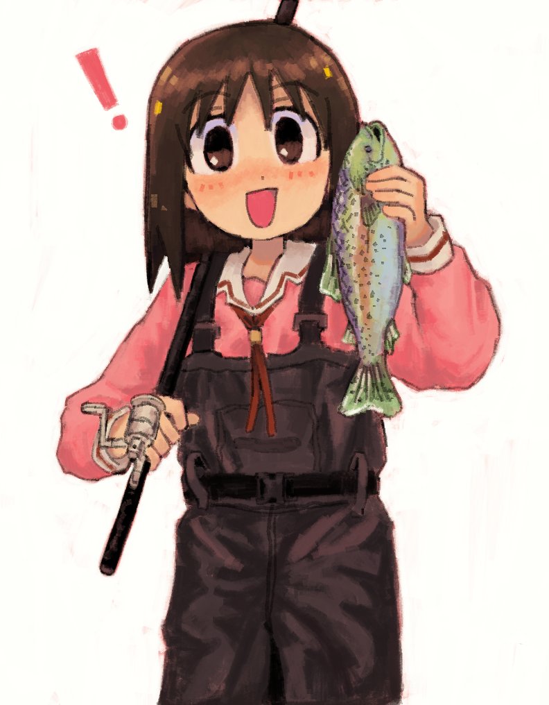 !, 1girl, :d, animal, azumanga_daioh, azumanga_daioh's_school_uniform, belt, black_belt