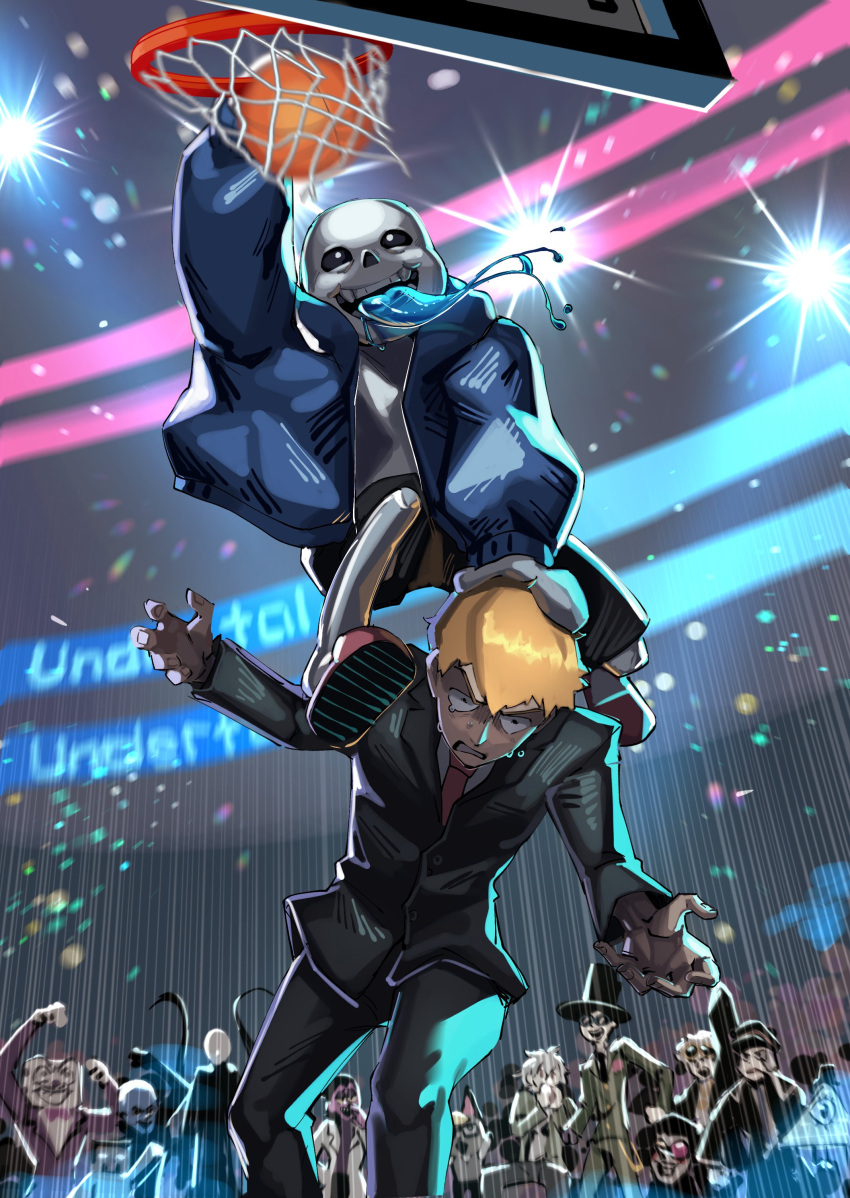 6+boys, absurdres, animal_crossing, barley_juice, basketball, bill_cipher, blue_tongue, cartoon_network