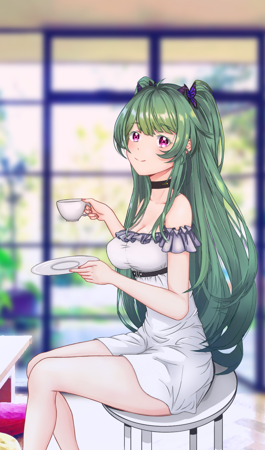 absurdres, demon_girl, dress, highres, karillust, karissa_sharlotte, non-web_source, twintails, virtual_youtuber, white_dress