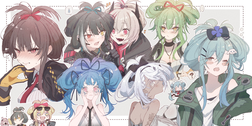 alternate_hairstyle, bow, cinnamiku, cinnamoroll, g11_(girls'_frontline), girls_frontline, hair_bow, helianthus_(girls'_frontline)
