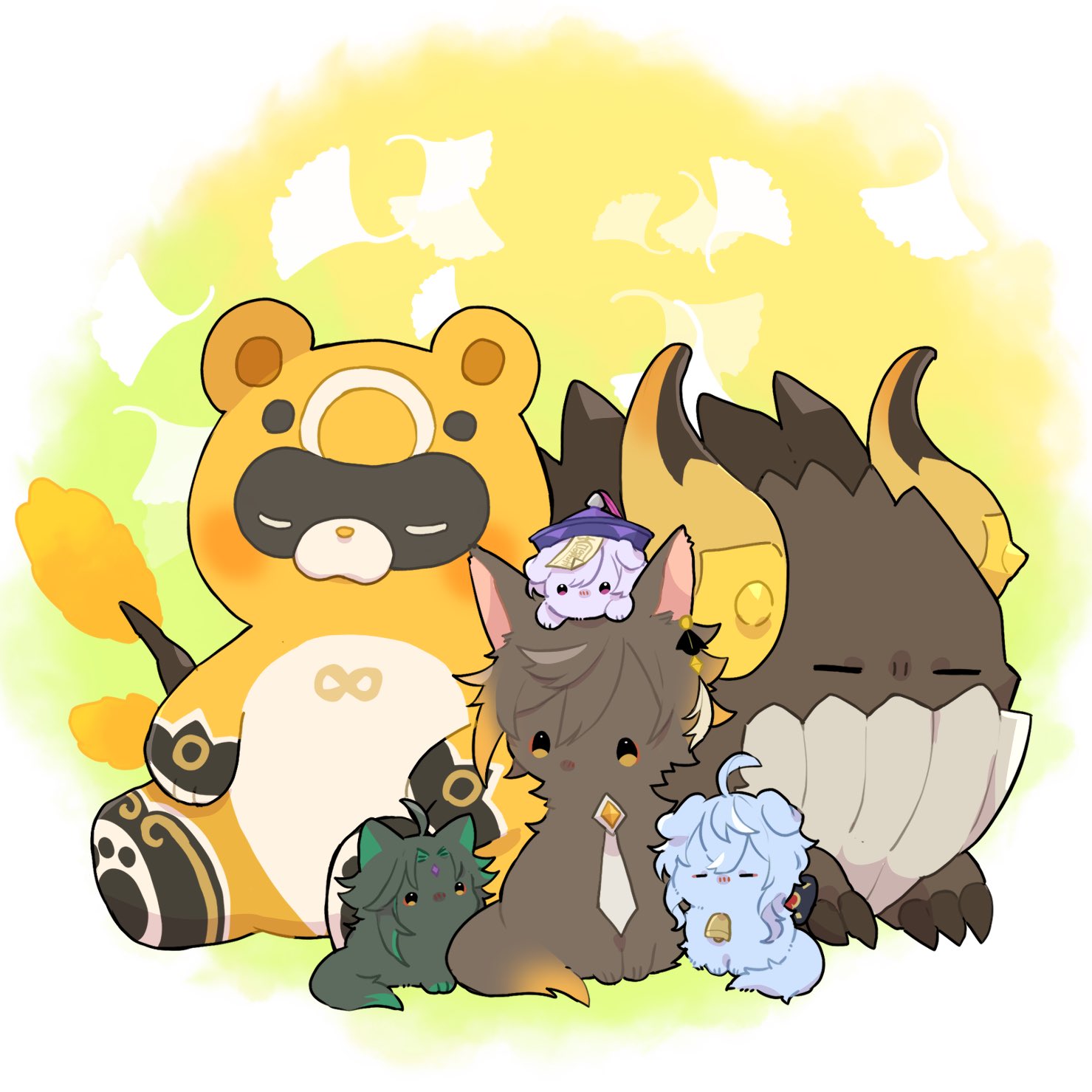animal_on_head, animalization, azhdaha_(genshin_impact), bell, commentary_request, cowbell, dragon_horns, earrings