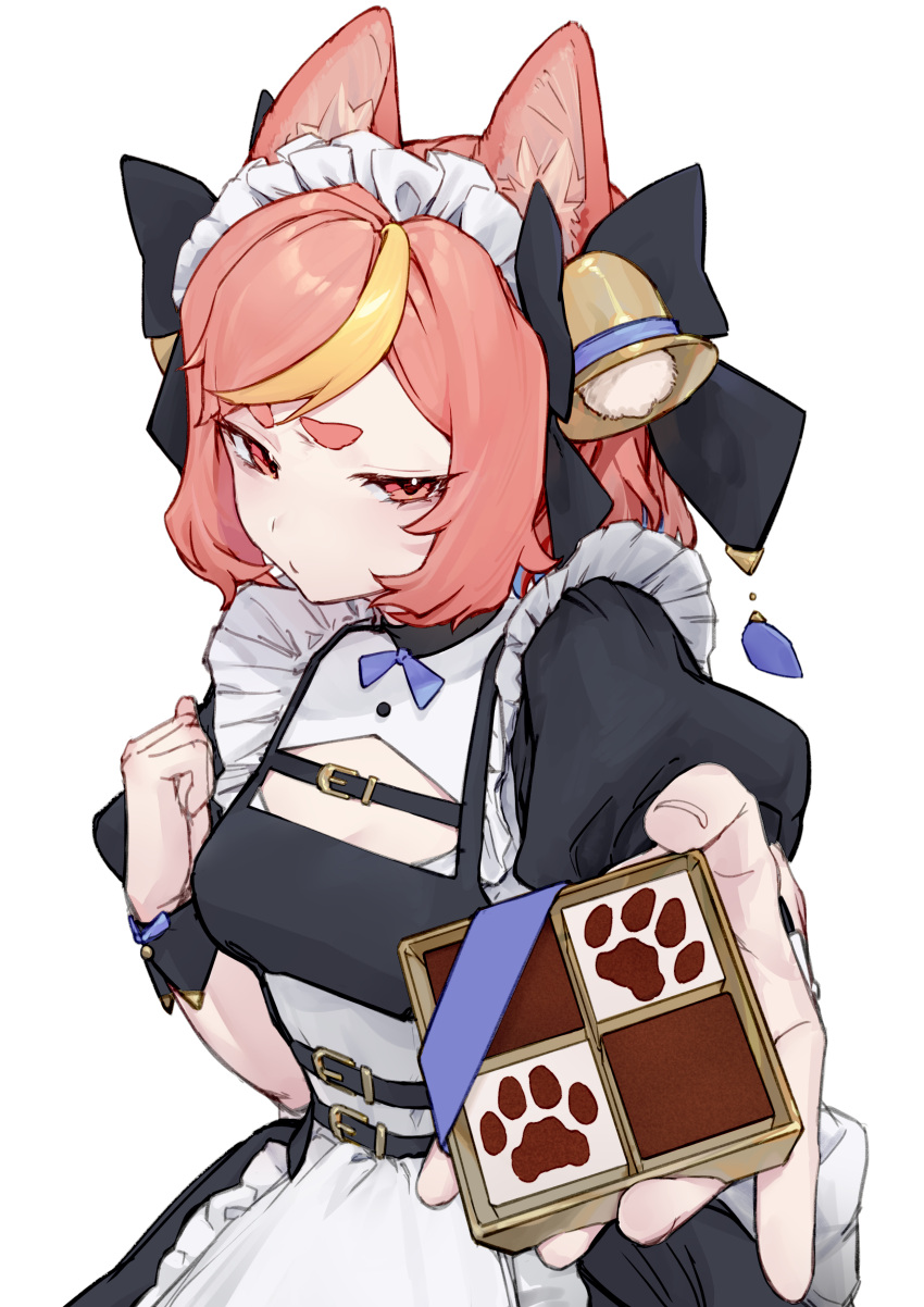 1girl, absurdres, animal_ear_fluff, animal_ears, apron, bangs, bell, black_bow