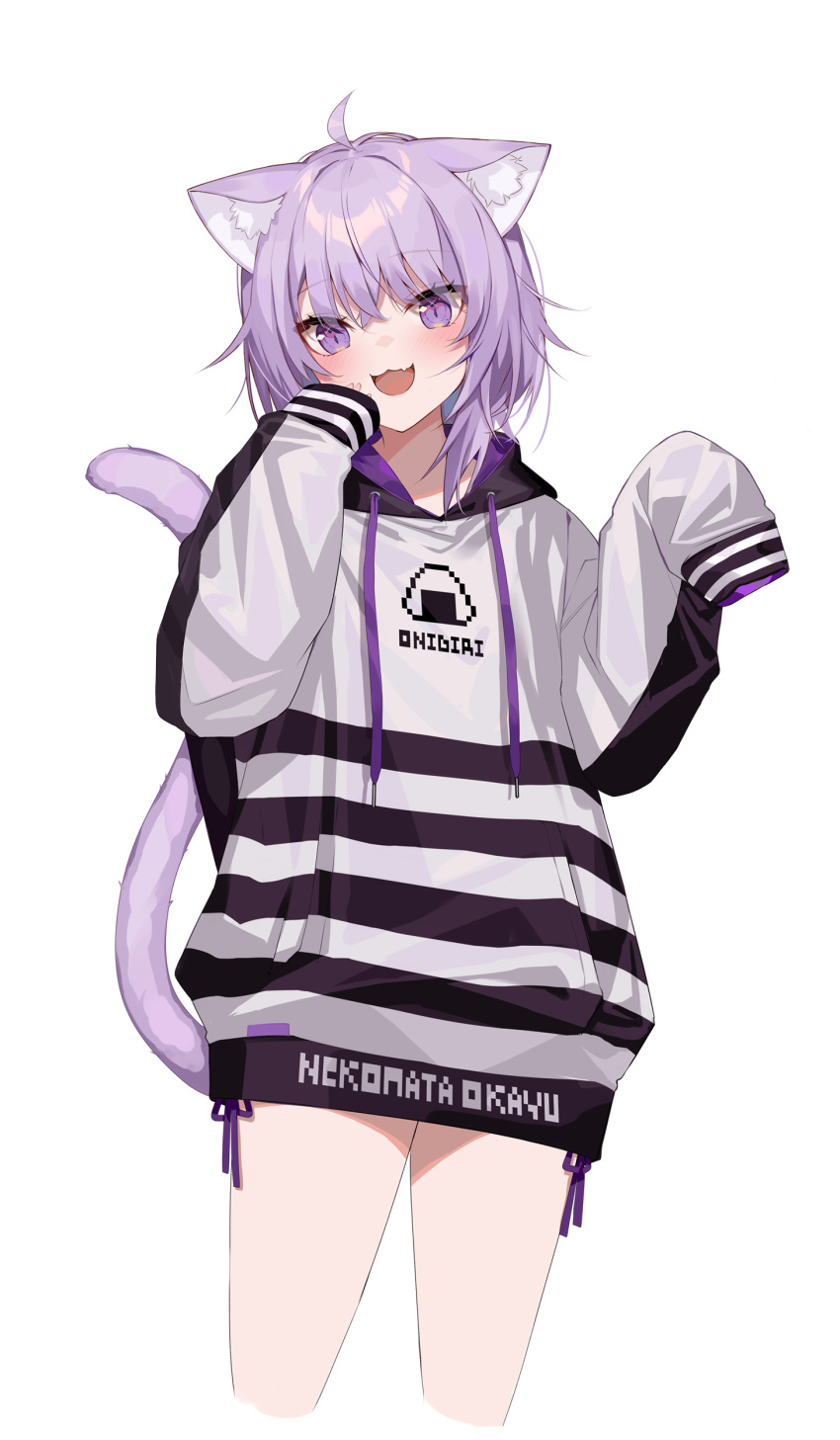 1girl, :3, :d, absurdres, animal_ears, black_hoodie, cat_ears, cat_girl