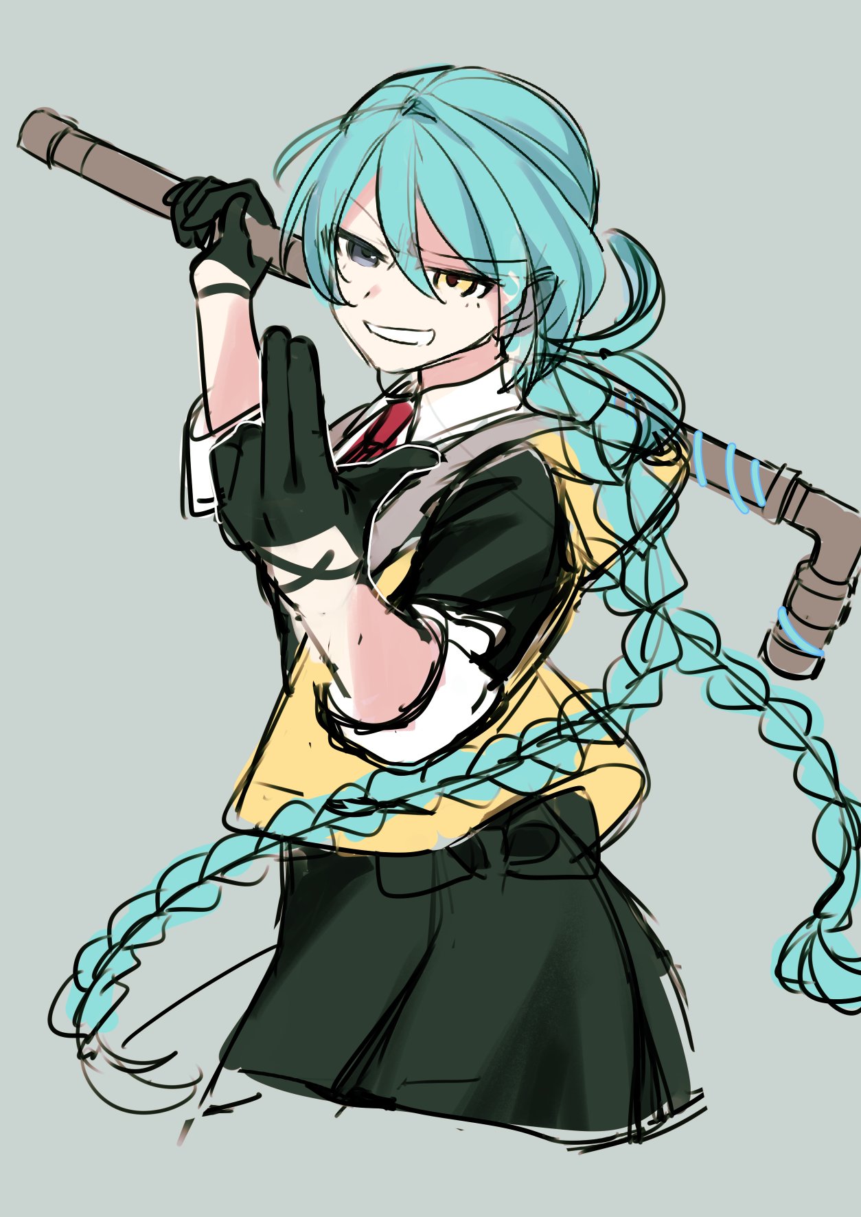 1girl, ai_the_somnium_files, ai_the_somnium_files:_nirvana_initiative, blue_hair, grin, highres, jiitarou, okiura_mizuki