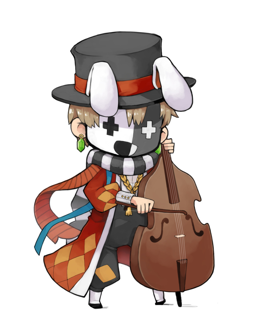 1boy, acheru_maru, animal_ears, argyle, argyle_coat, baggy_pants, bangs, black_headwear