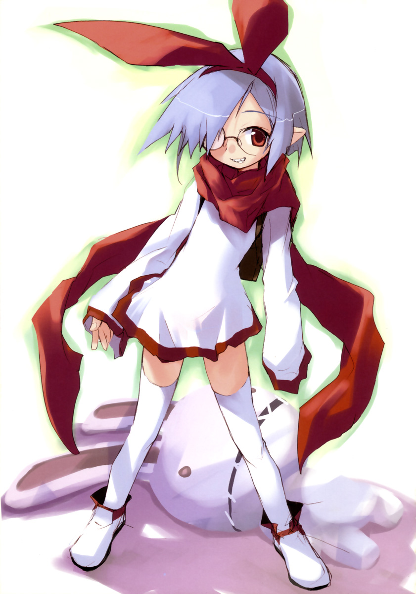 bunny, disgaea, e=mc2, e=mc2_(mosimosi), glasses, hair_over_one_eye, hair_ribbon, highres