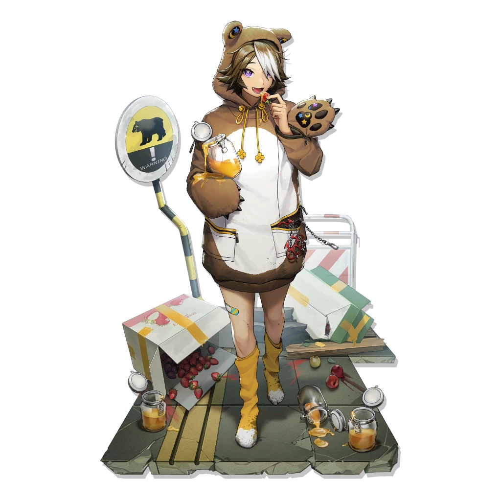 1girl, :d, animal_costume, animal_ears, arknights, bangs, bear, bear_ears