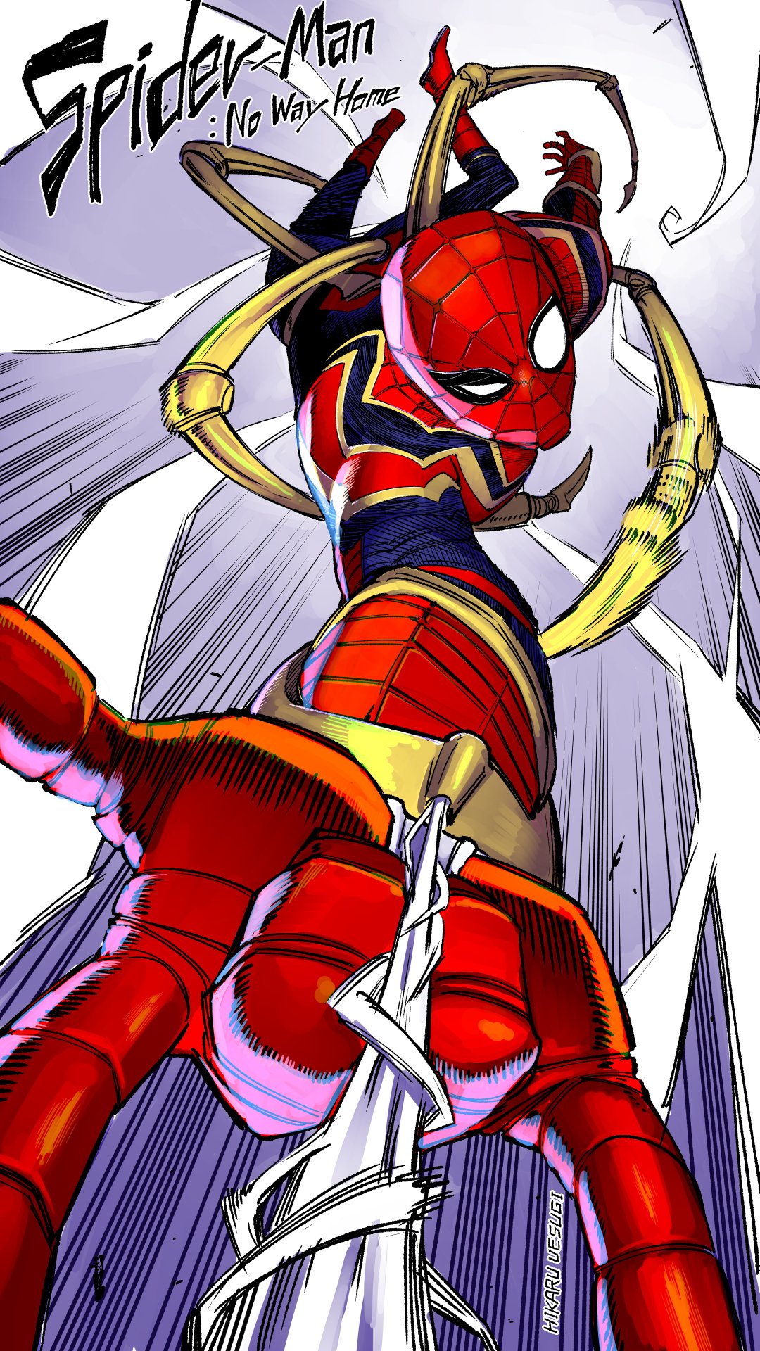 1boy, \m/, bodysuit, copyright_name, from_above, highres, looking_up, male_focus
