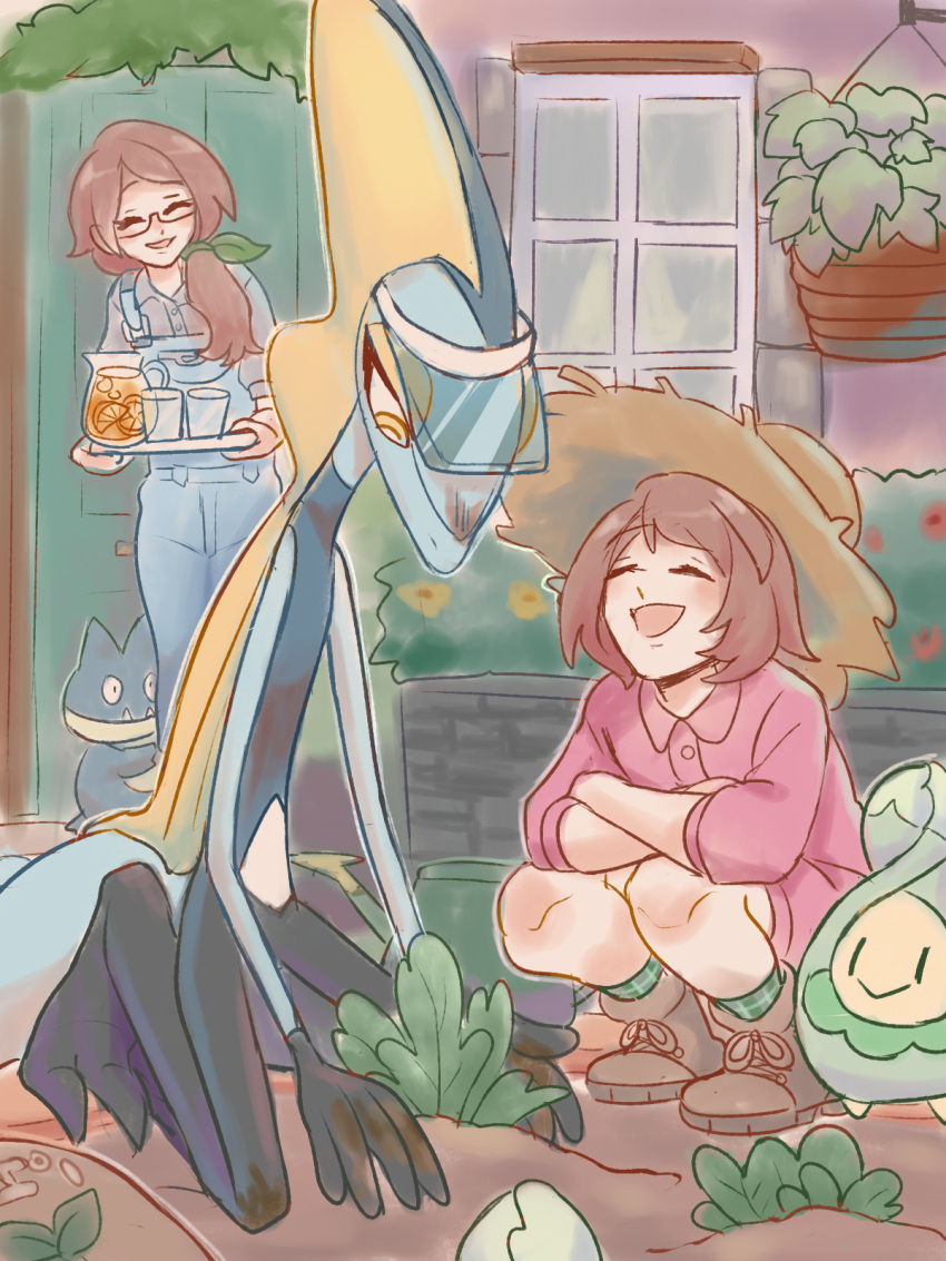 budew, dirty, dirty_face, farming, food, galar_mother, gloria_(pokemon), hat