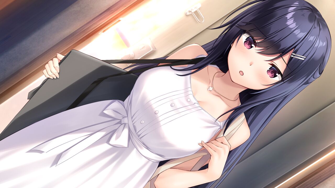1girl, akebi_saki, amaemi-longing_for_you-, bag, bangs, bare_arms, black_hair, blush